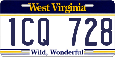 WV license plate 1CQ728