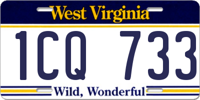 WV license plate 1CQ733