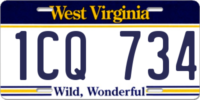 WV license plate 1CQ734