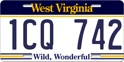 WV license plate 1CQ742