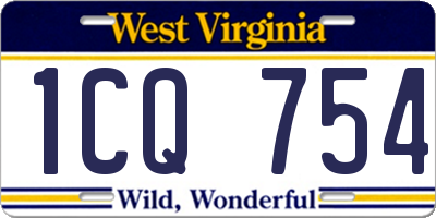 WV license plate 1CQ754