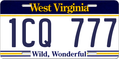WV license plate 1CQ777