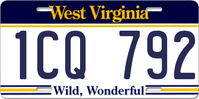 WV license plate 1CQ792