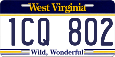 WV license plate 1CQ802