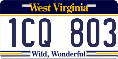 WV license plate 1CQ803