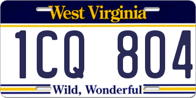 WV license plate 1CQ804