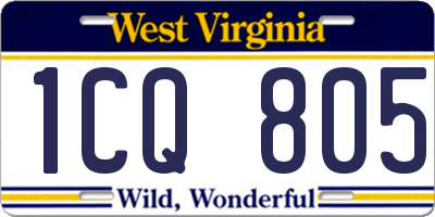 WV license plate 1CQ805