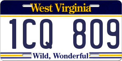 WV license plate 1CQ809