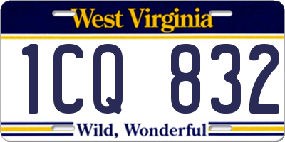WV license plate 1CQ832