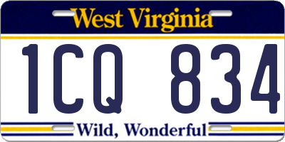 WV license plate 1CQ834