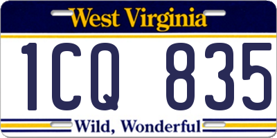 WV license plate 1CQ835