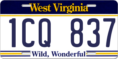 WV license plate 1CQ837