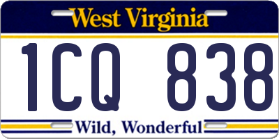 WV license plate 1CQ838