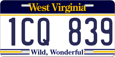 WV license plate 1CQ839