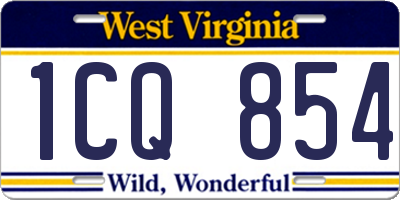 WV license plate 1CQ854