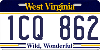 WV license plate 1CQ862
