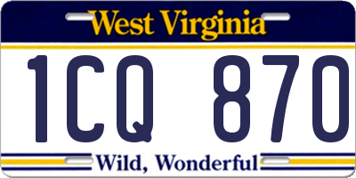 WV license plate 1CQ870