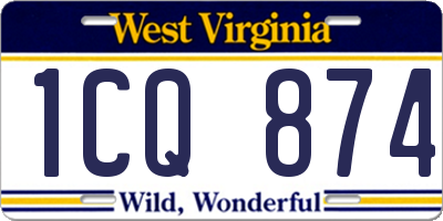 WV license plate 1CQ874