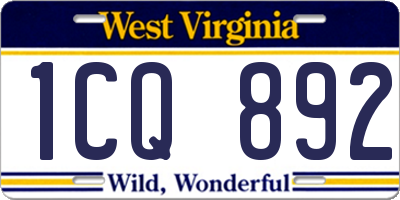 WV license plate 1CQ892