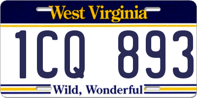 WV license plate 1CQ893