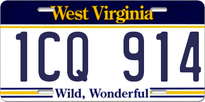 WV license plate 1CQ914