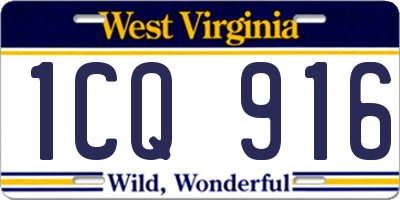 WV license plate 1CQ916