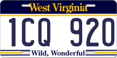 WV license plate 1CQ920