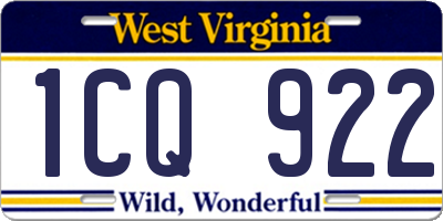 WV license plate 1CQ922