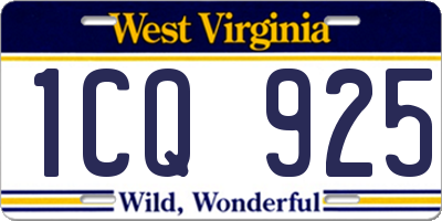 WV license plate 1CQ925