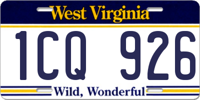 WV license plate 1CQ926