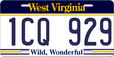 WV license plate 1CQ929