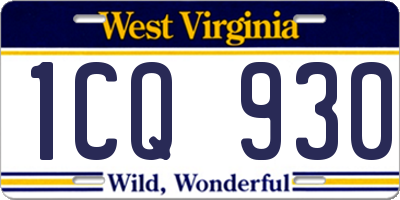 WV license plate 1CQ930