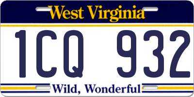 WV license plate 1CQ932