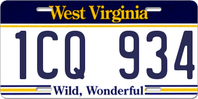 WV license plate 1CQ934