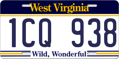 WV license plate 1CQ938
