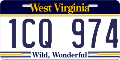 WV license plate 1CQ974