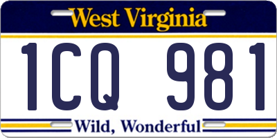WV license plate 1CQ981