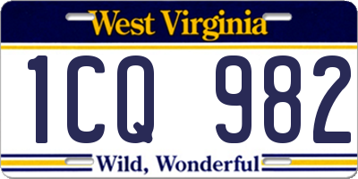 WV license plate 1CQ982