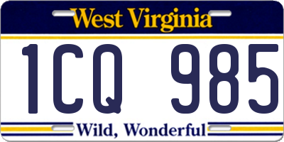 WV license plate 1CQ985