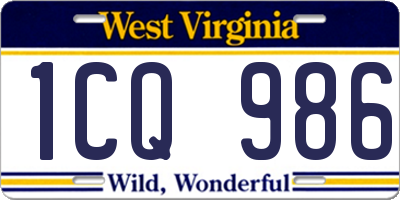 WV license plate 1CQ986