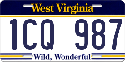 WV license plate 1CQ987