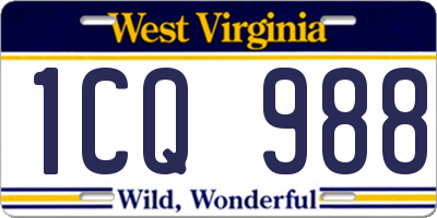 WV license plate 1CQ988