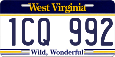 WV license plate 1CQ992