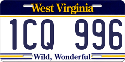 WV license plate 1CQ996