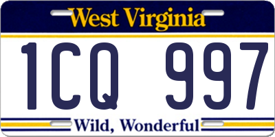 WV license plate 1CQ997