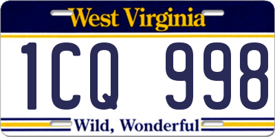 WV license plate 1CQ998