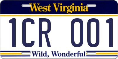 WV license plate 1CR001