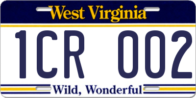 WV license plate 1CR002