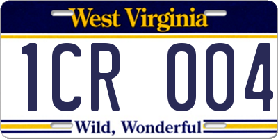 WV license plate 1CR004
