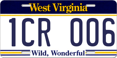 WV license plate 1CR006